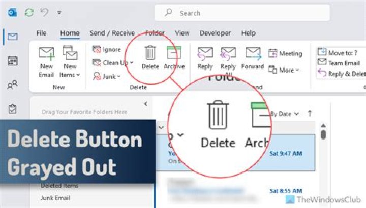 How do I get the Delete button back on outlook?