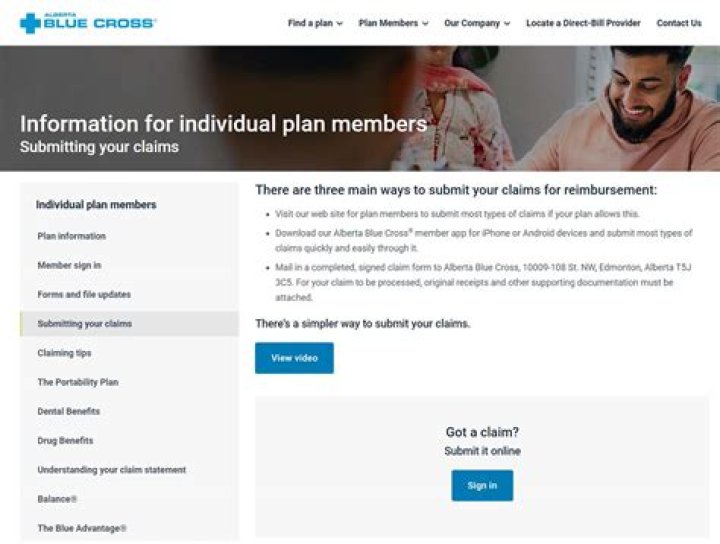 How do I submit a claim to Alberta Blue Cross?