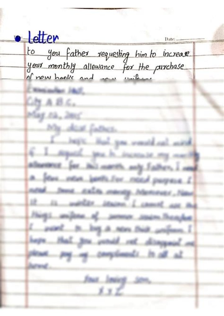 How do I write a letter to my child absence?