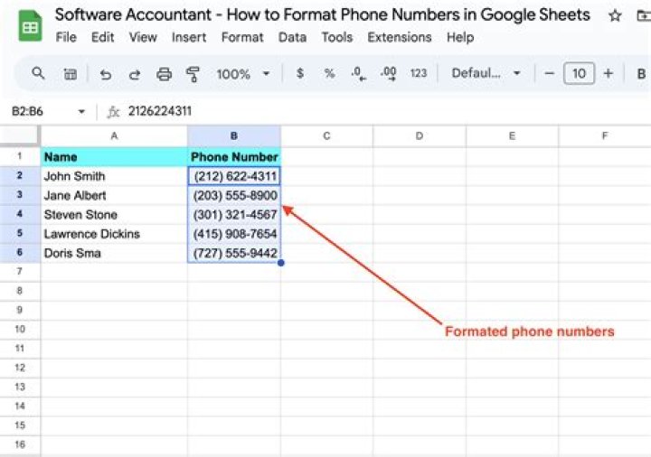 How should numbers be formatted in Excel?