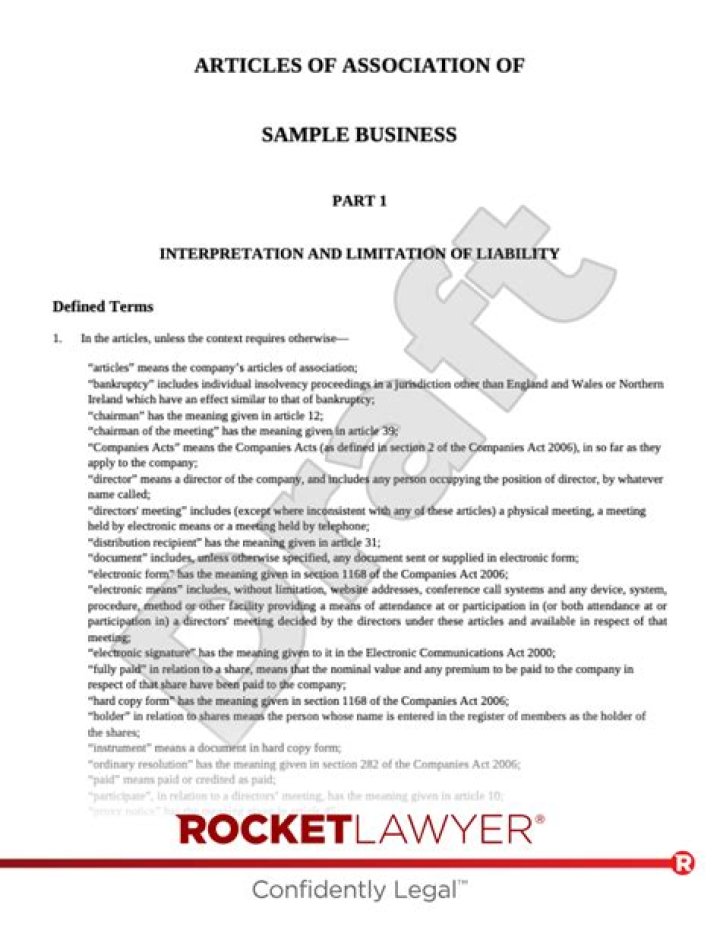 What are the legal effects of articles of association?