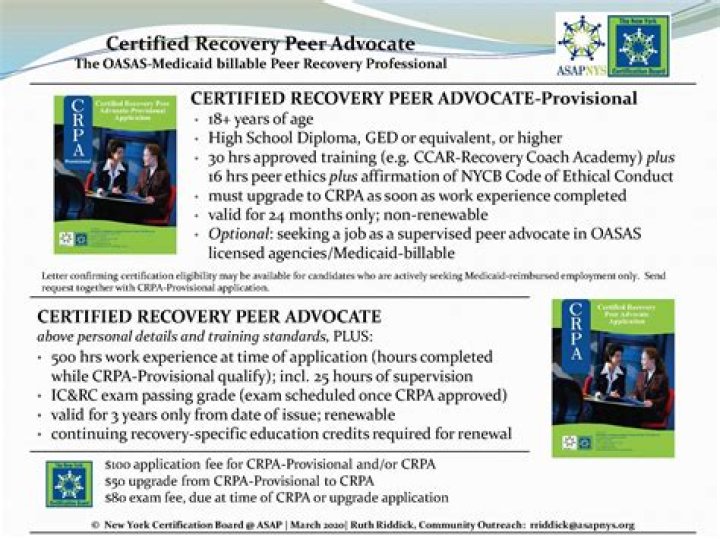 What does a certified recovery peer advocate do?