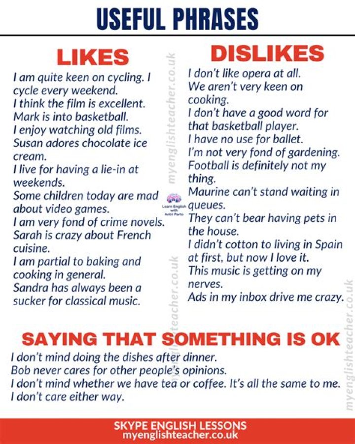 What is likes in a sentence?