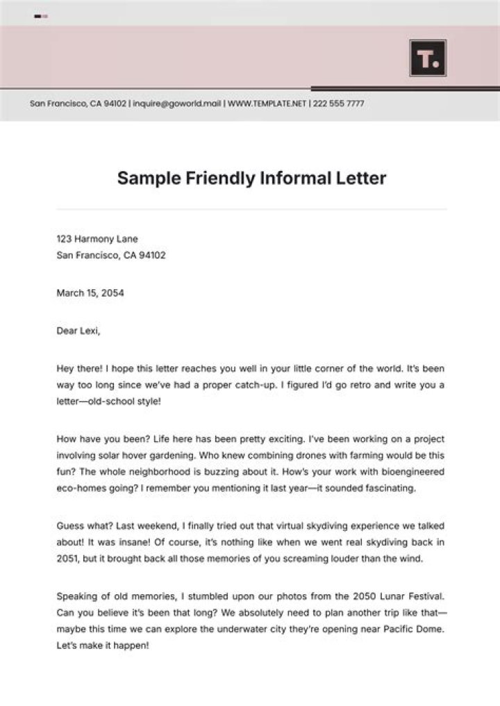 What is the difference between a friendly letter and a formal letter?