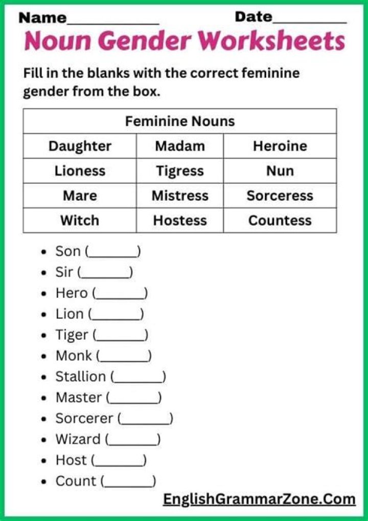 Which of the following nouns is in feminine gender?